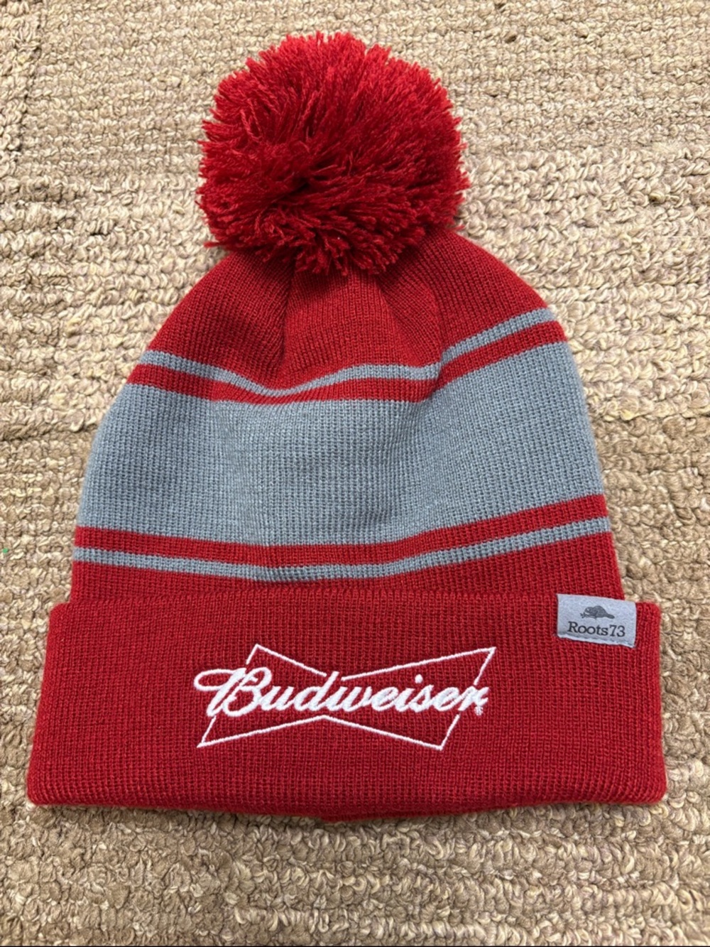 Winter Beanie Cuffed Collaboration Roots 73 Budweiser Winter Hat Striped